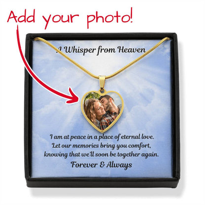 I Am At Peace Custom Photo Heart Memorial Necklace