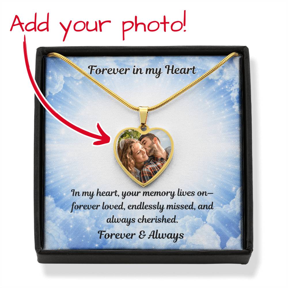 Memory Lives On Custom Photo Heart Memorial Necklace