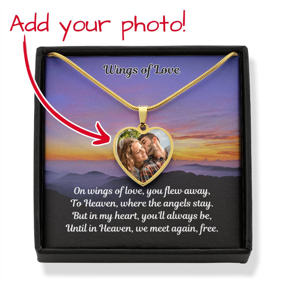 Wings Of Love Custom Photo Heart Memorial Necklace