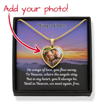 Wings Of Love Custom Photo Heart Memorial Necklace