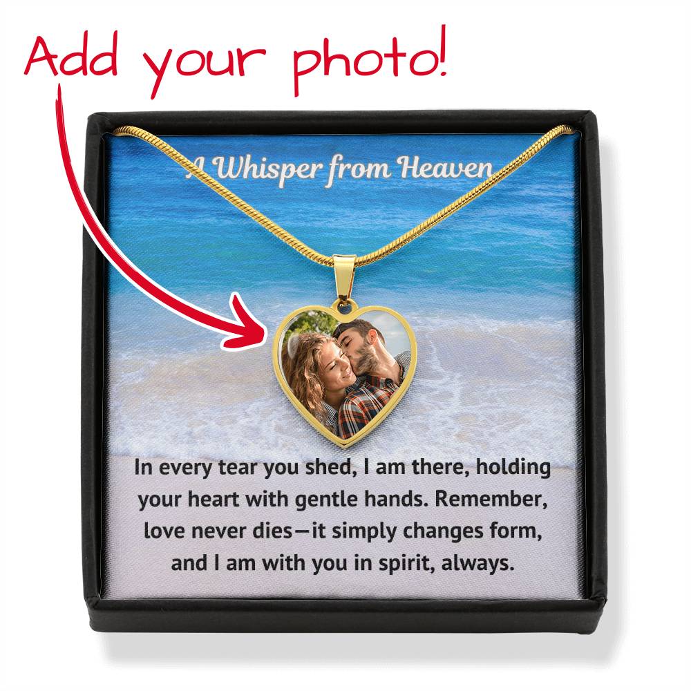 Love Never Dies Custom Photo Heart Memorial Necklace