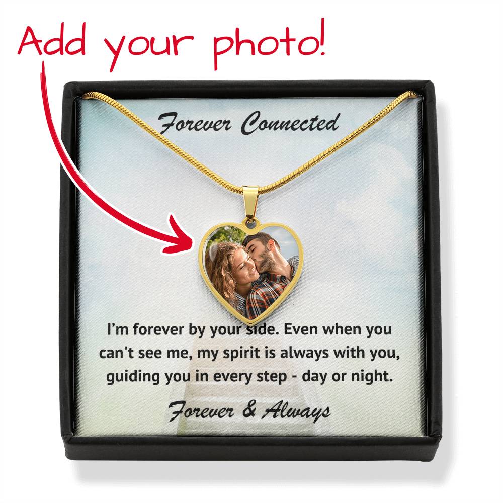 Forever By Your Side Custom Photo Heart Memorial Necklace