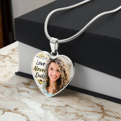 Love Never Ends Custom Heart Photo Necklace