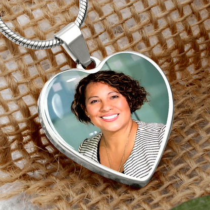 Memory Lives On Custom Photo Heart Memorial Necklace