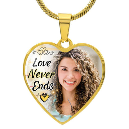 Love Never Ends Custom Heart Photo Necklace