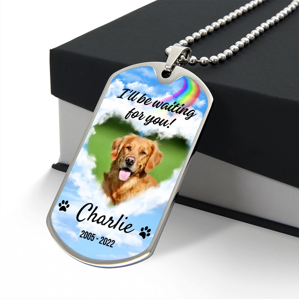 Waiting For You Pet Memorial Dog-tag Necklace