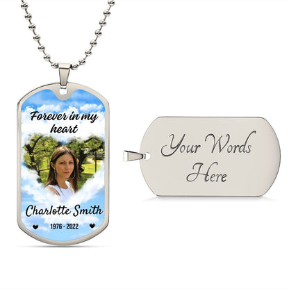 In My Heart Sky-Blue Memorial Dog-tag Necklace