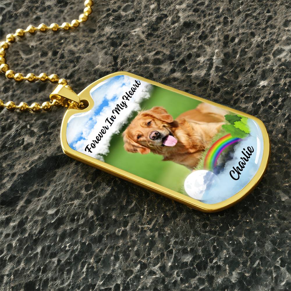 Rainbow Clouds Pet Memorial Dogtag Necklace