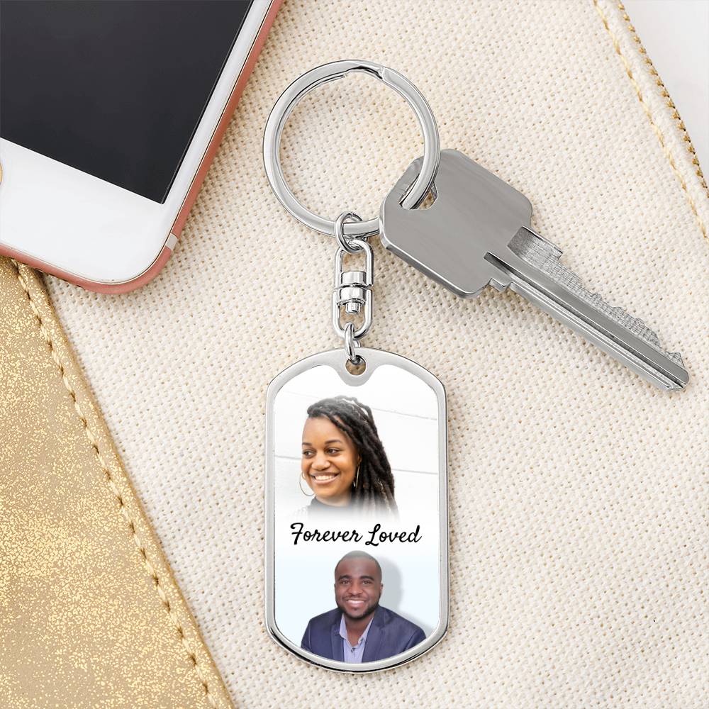 Forever Loved 2 Pictures Photo Memorial Gift Keychain