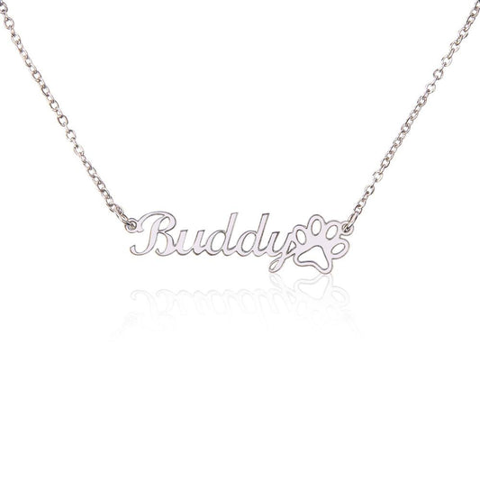 Custom Name and Paw Print Luxury Necklace