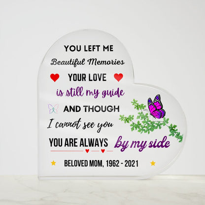 Beautiful Memories Heart Memorial Acrylic Plaque