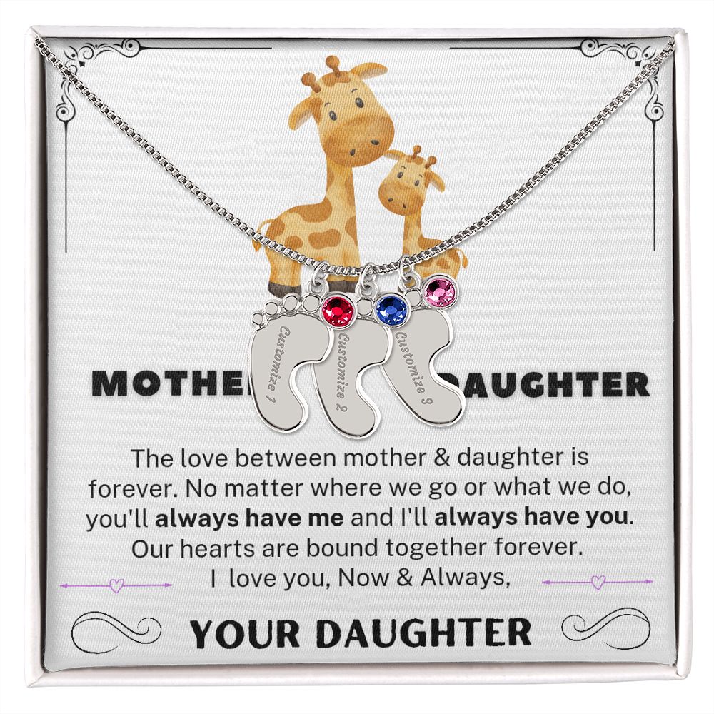 Mom and daughter feet necklace