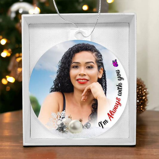 Always With You White Crystal Memorial Ornament