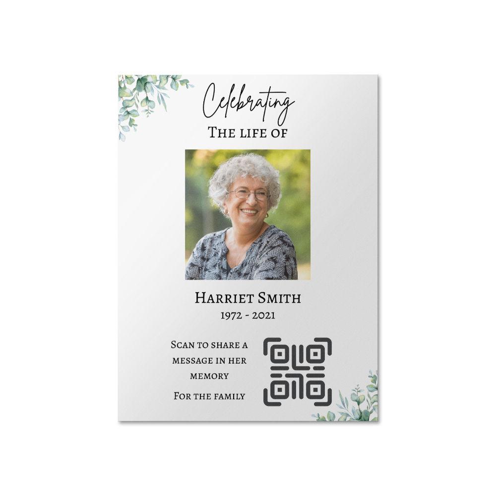Personlaized QR Code Enabled Memorial Poster