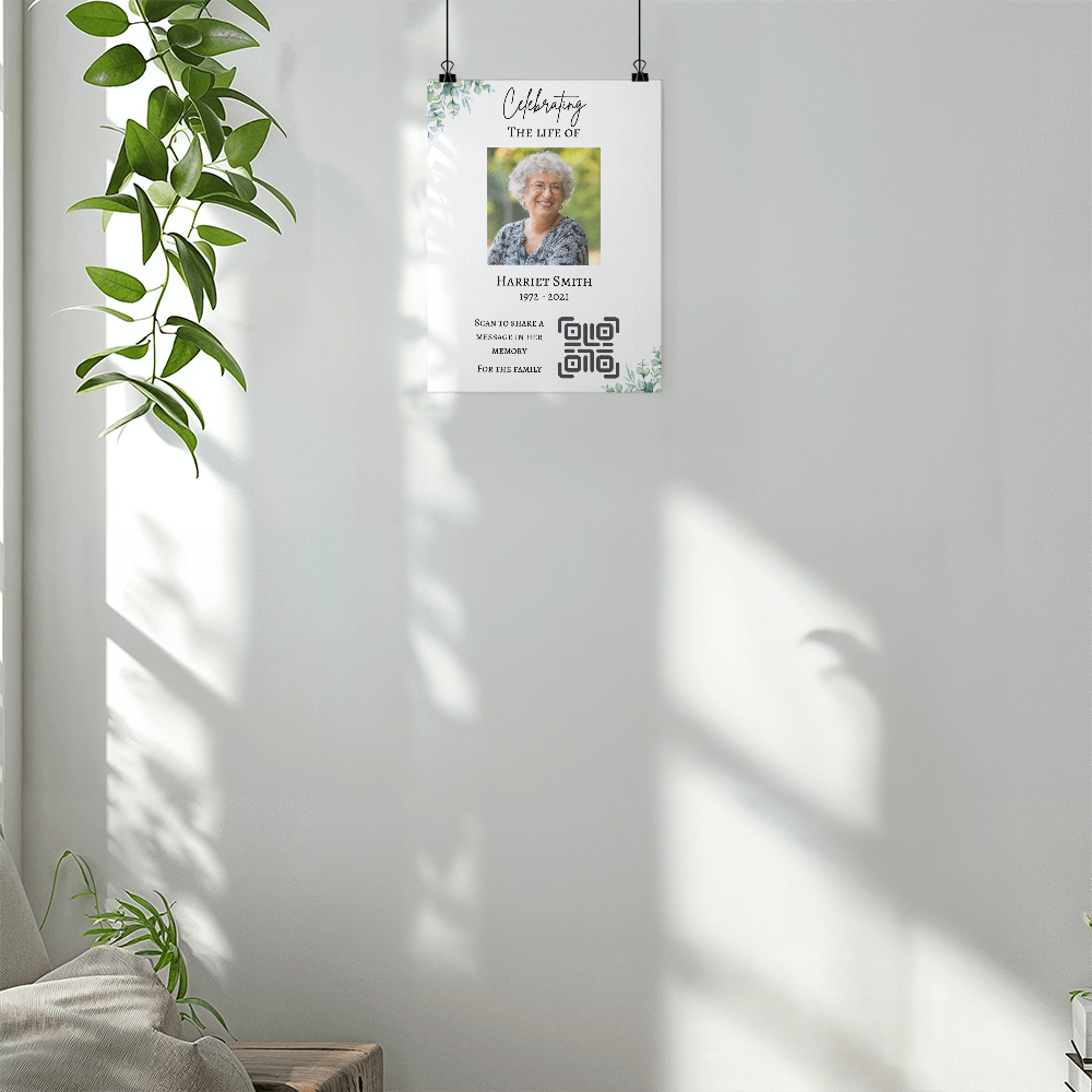 Personlaized QR Code Enabled Memorial Poster