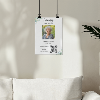 Personlaized QR Code Enabled Memorial Poster