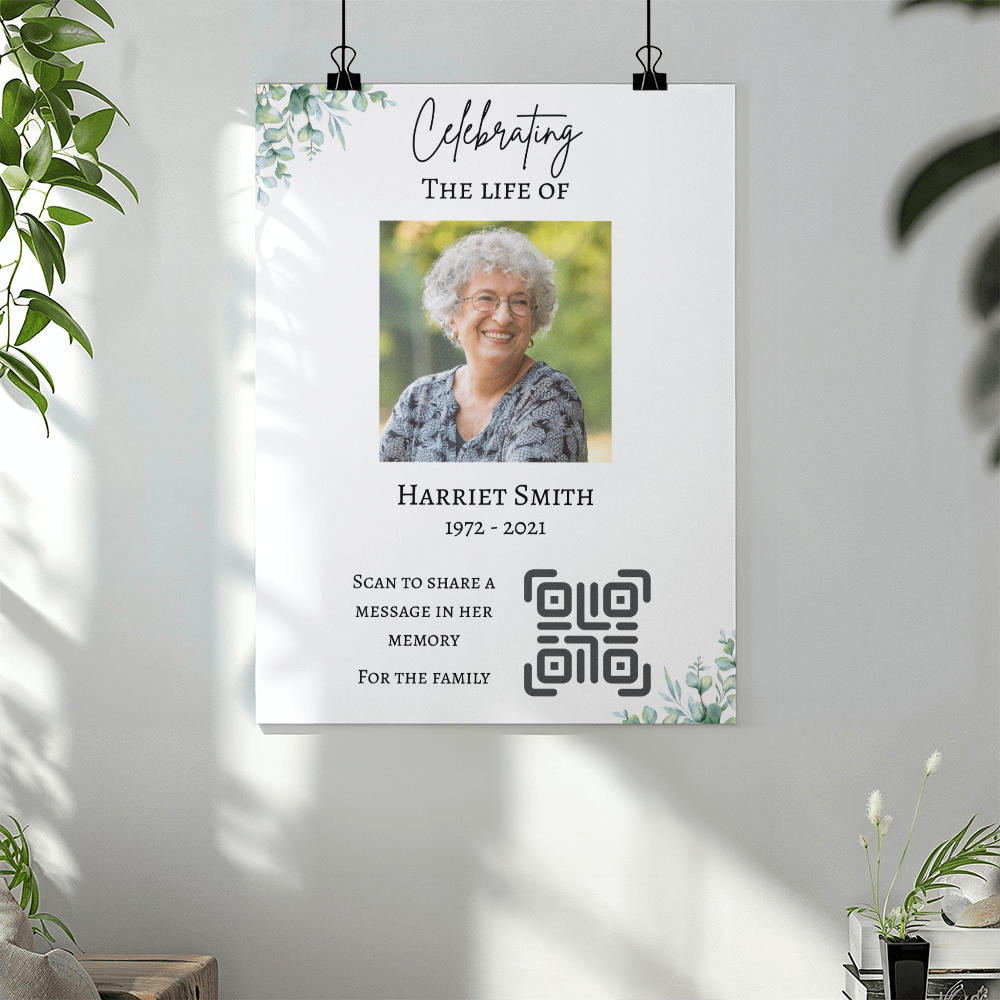 Personlaized QR Code Enabled Memorial Poster