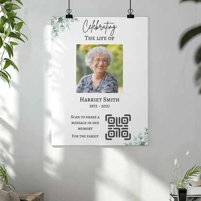 Personlaized QR Code Enabled Memorial Poster
