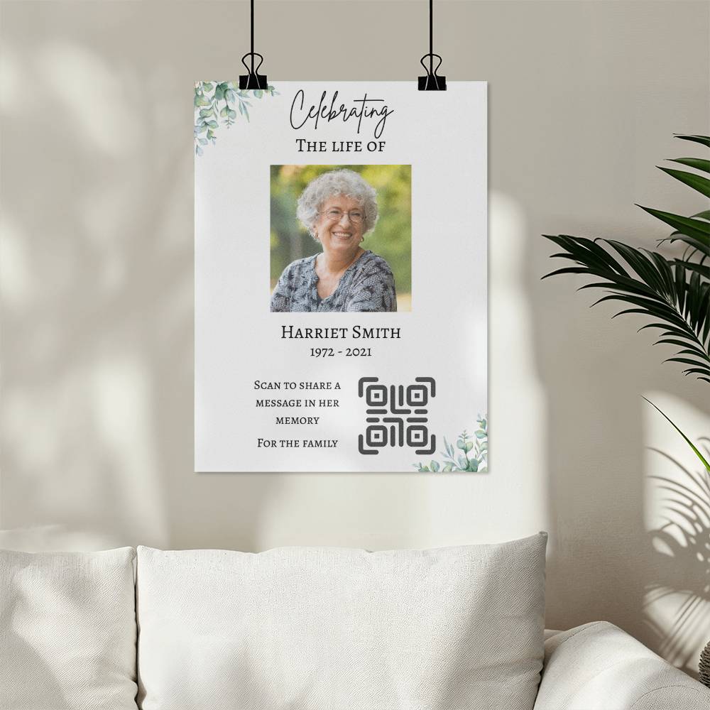 Personlaized QR Code Enabled Memorial Poster
