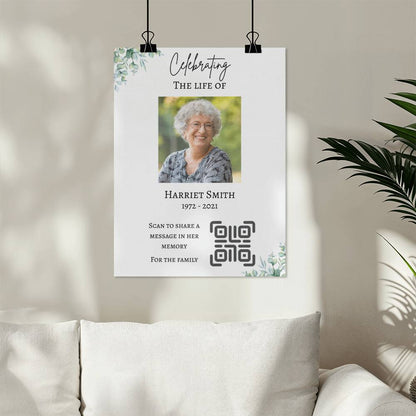 Personlaized QR Code Enabled Memorial Poster