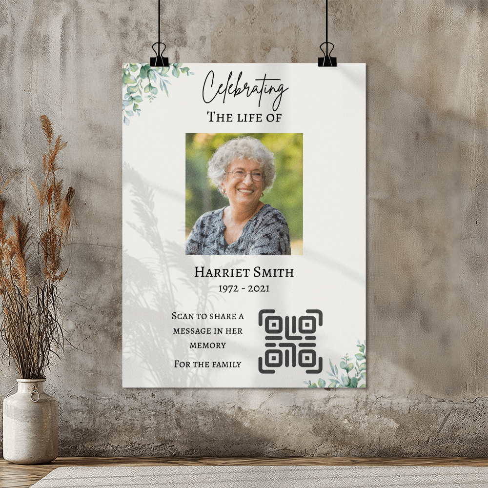Personlaized QR Code Enabled Memorial Poster