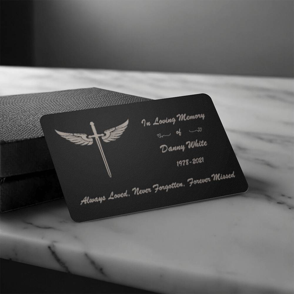 Custom Engraved Cross Wings Wallet Card