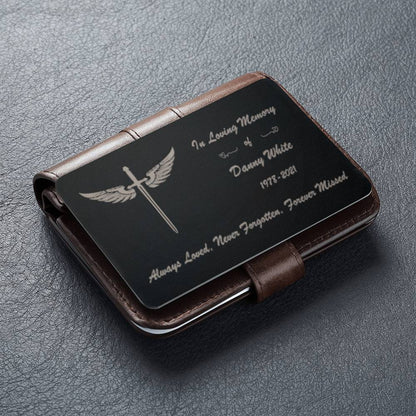 Custom Engraved Cross Wings Wallet Card