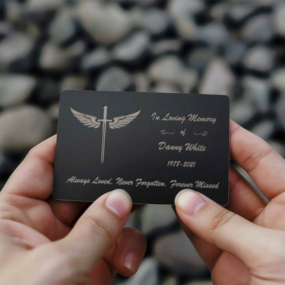 Custom Engraved Cross Wings Wallet Card