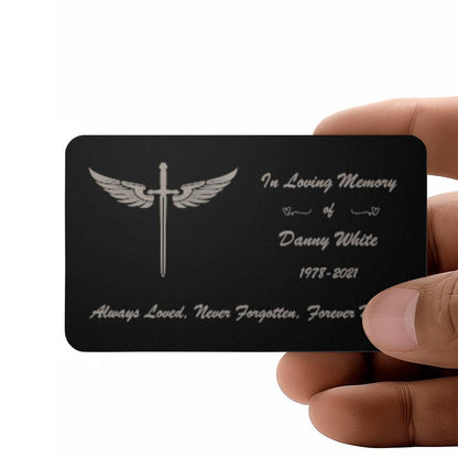 Custom Engraved Cross Wings Wallet Card