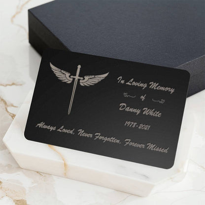 Custom Engraved Cross Wings Wallet Card