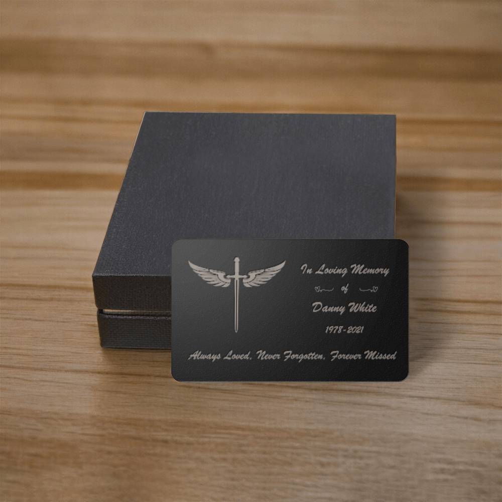 Custom Engraved Cross Wings Wallet Card