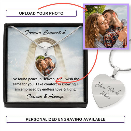 I've Found Peace Custom Photo Heart Memorial Necklace