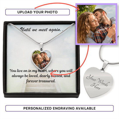 Live On In My Heart Custom Photo Heart Memorial Necklace