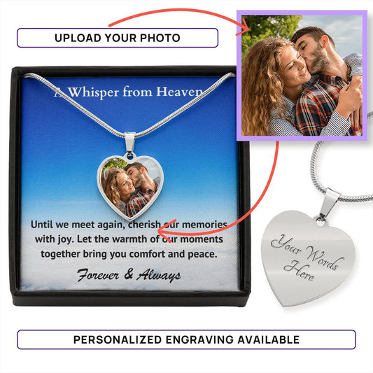 Cherish Our Memories Custom Photo Heart Memorial Necklace