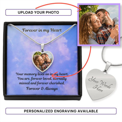 Forever Cherished Custom Photo Heart Memorial Necklace