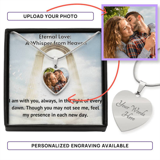 I Am With You Custom Heart Photo Necklace