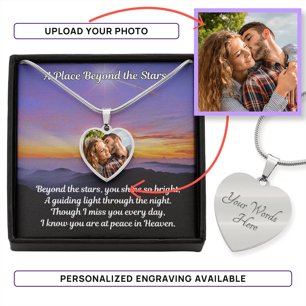 Beyond The Stars Custom Photo Heart Memorial Necklace