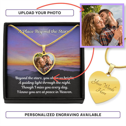 Beyond The Stars Custom Photo Heart Memorial Necklace