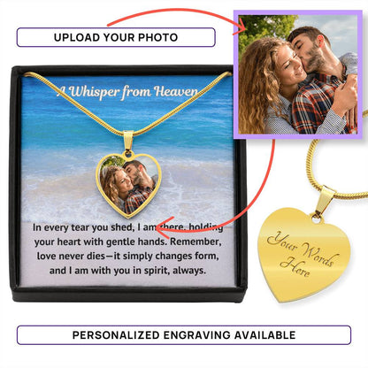 Love Never Dies Custom Photo Heart Memorial Necklace