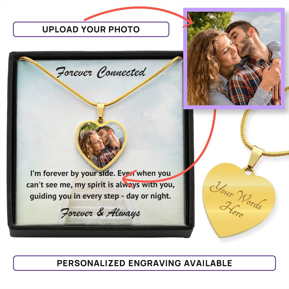 Forever By Your Side Custom Photo Heart Memorial Necklace