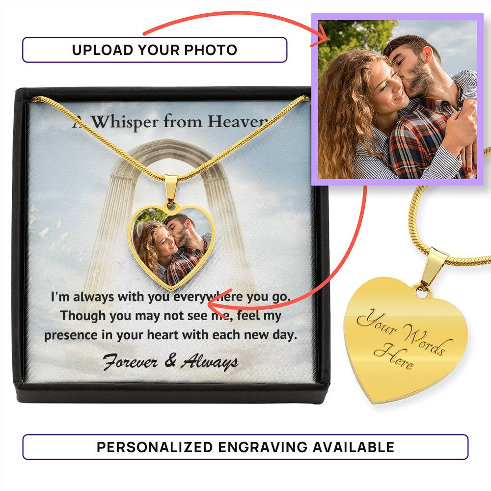 Always With You Custom Photo Heart Memorial Necklace