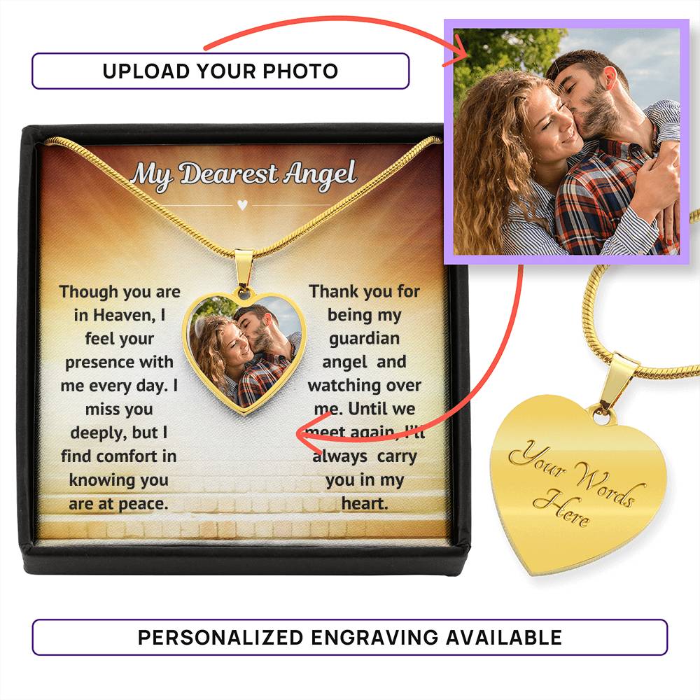 Dearest Angel Custom Photo Heart Memorial Necklace