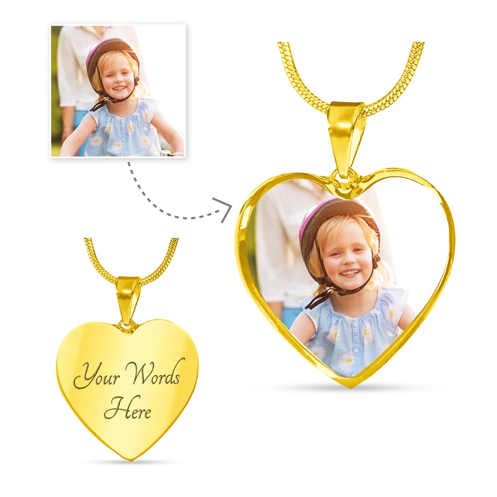 Forever By Your Side Custom Photo Heart Memorial Necklace