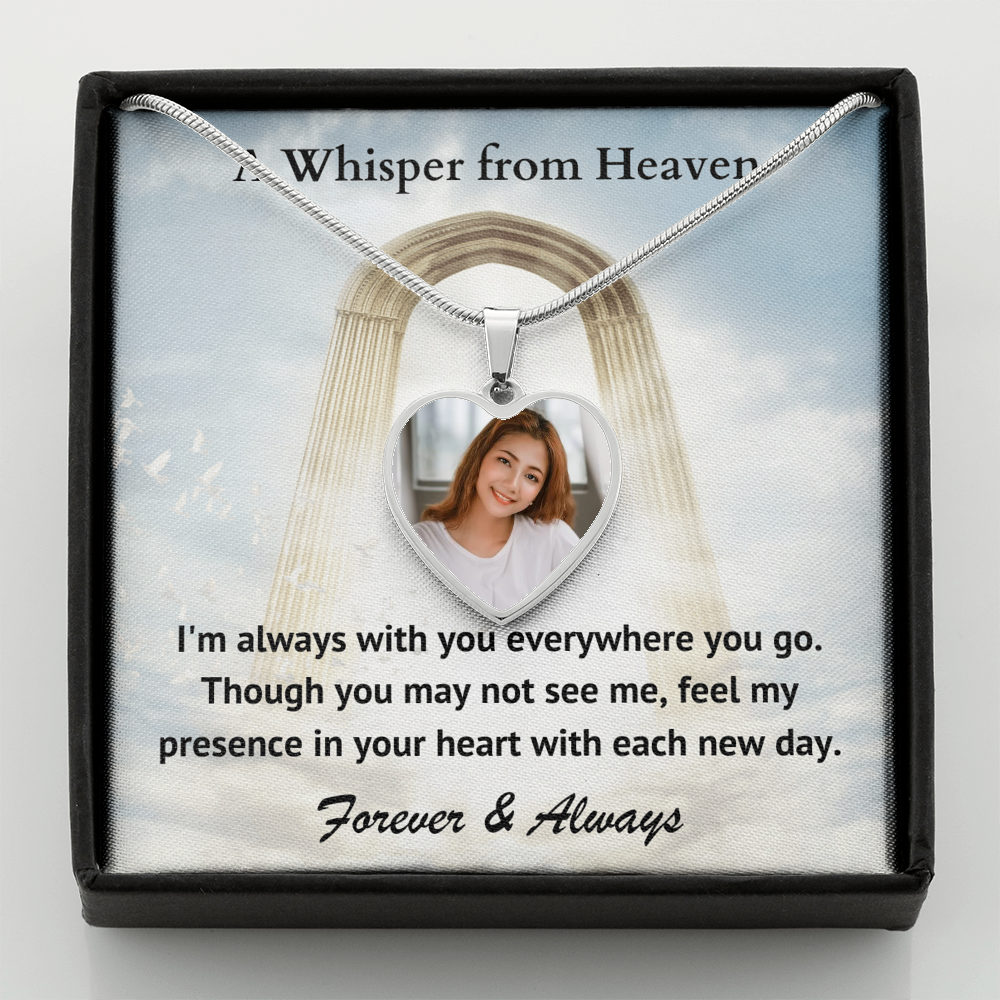 Always With You Custom Photo Heart Memorial Necklace