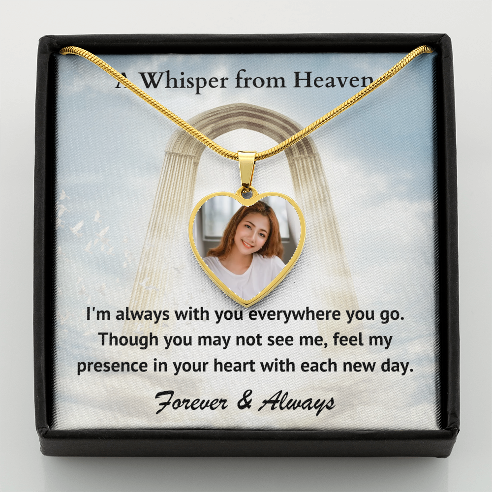 Always With You Custom Photo Heart Memorial Necklace