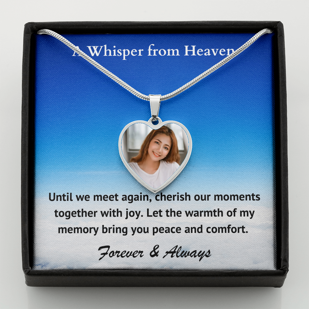 Cherish Our Moments Custom Photo Heart Memorial Necklace