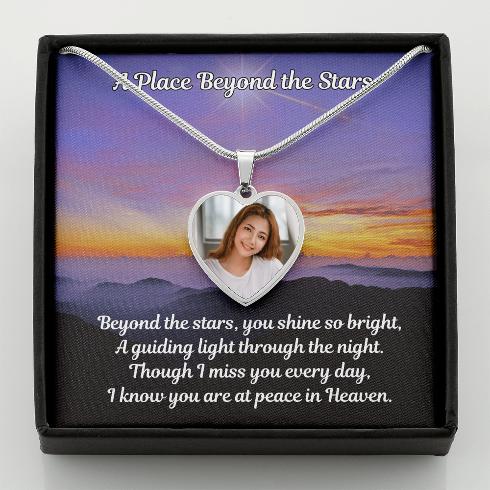 Beyond The Stars Custom Photo Heart Memorial Necklace