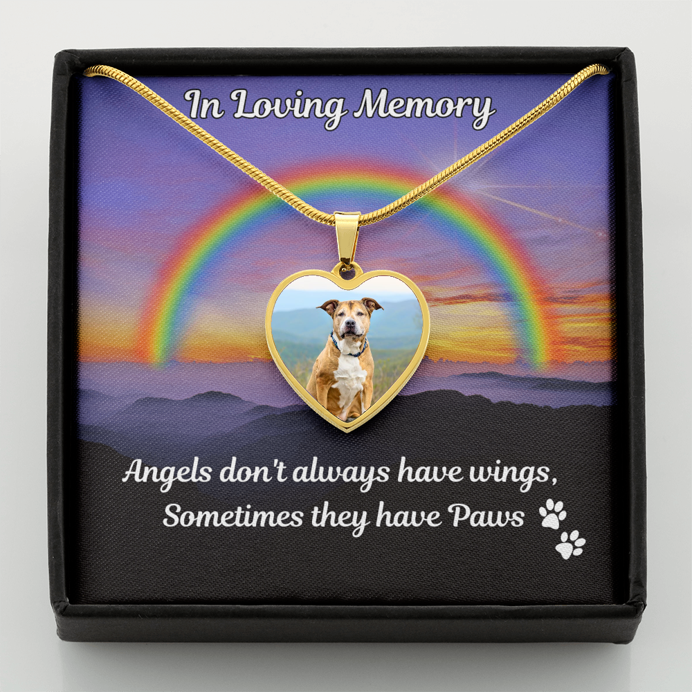 Angel Paws Pet Custom Photo Heart Memorial Necklace