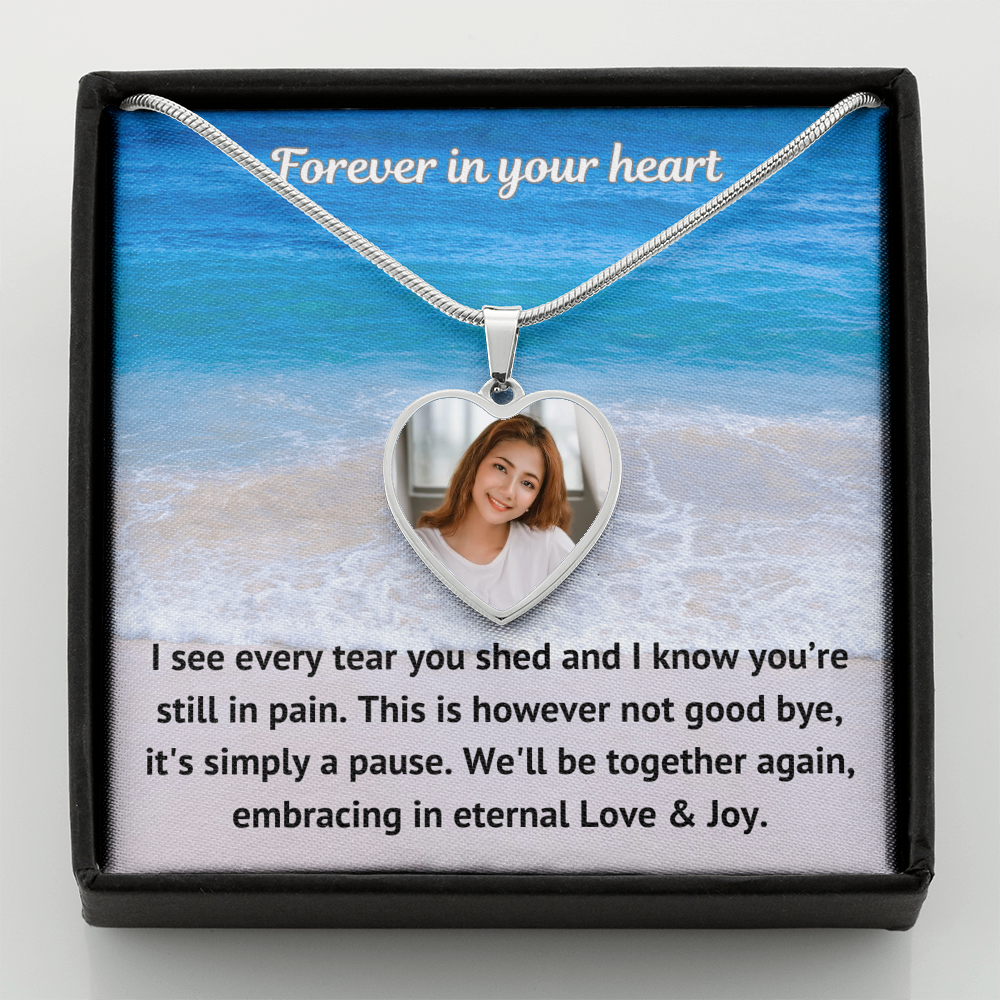 See Every Tear Custom Photo Heart Memorial Necklace