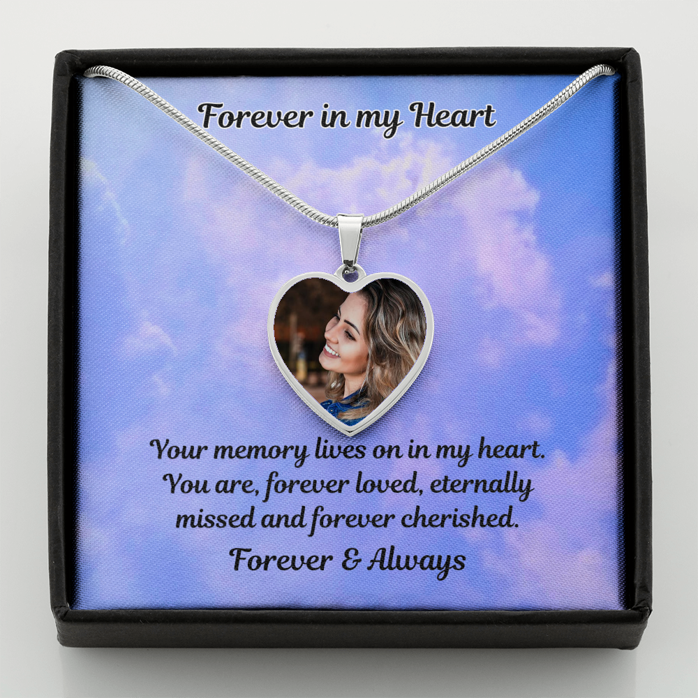 Forever Cherished Custom Photo Heart Memorial Necklace